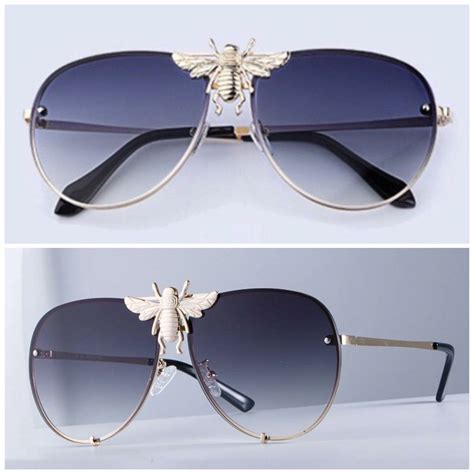 gucci glass bee gold|Gucci glasses with bumble bee.